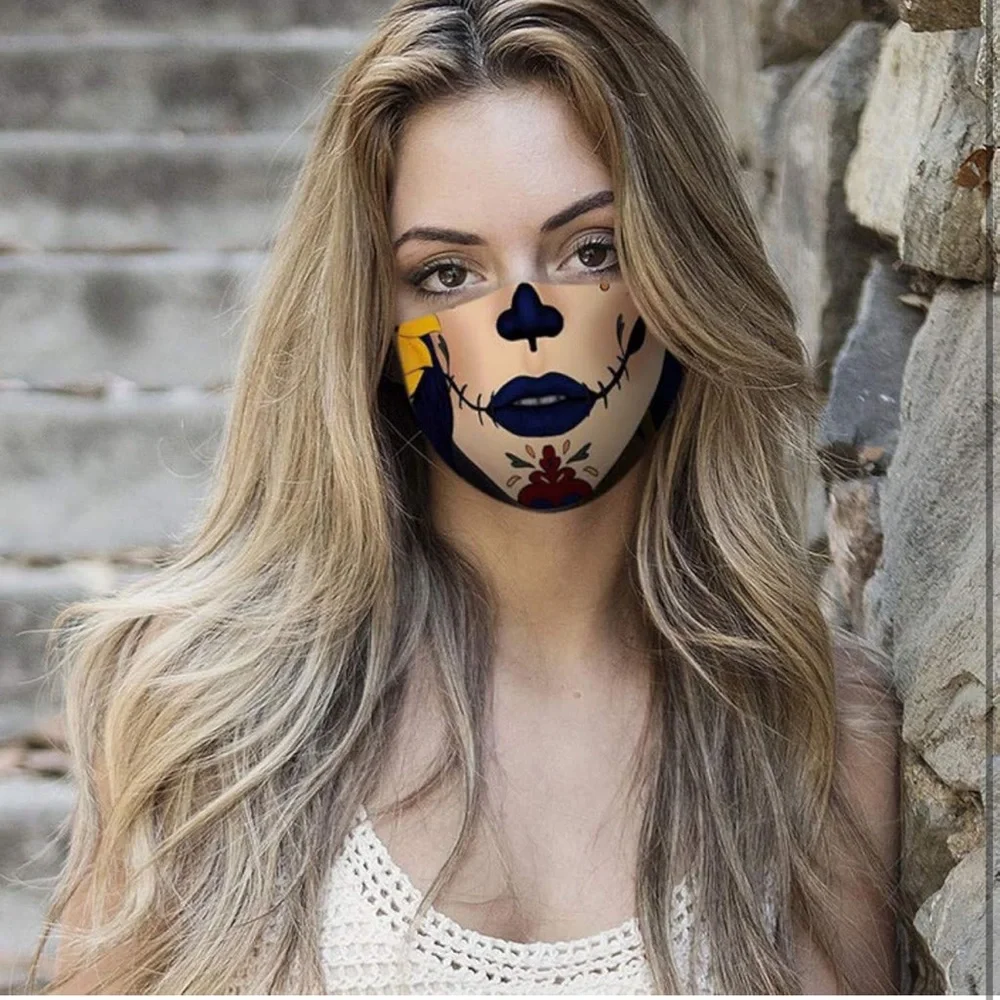 5pcs Scary Face Mask Protection Skull Print for Halloween. New!